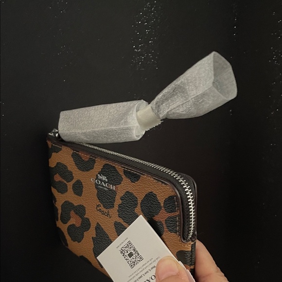 Coach Brown and Black Animal Print Wristlet - Picture 5 of 10